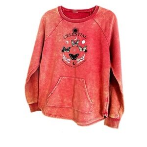 No Boundaries Junior Celestial Butterfly Mineral Wash Pullover Sweatshirt